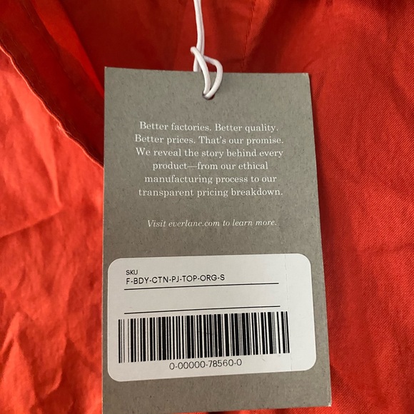 Everlane The Boxy Crop PJ Top Orange Cotton Pajama Button Up Shirt Size Small - Picture 6 of 10